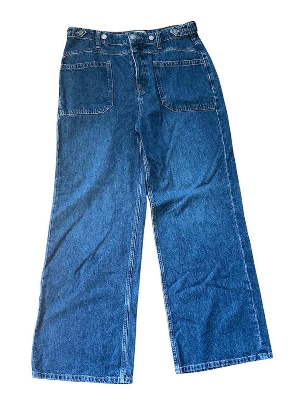 We the Free Palmer Jeans 30 wide leg cuff blue euc